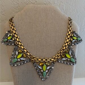 Stella & Dot Gold and Green Geometric Necklace